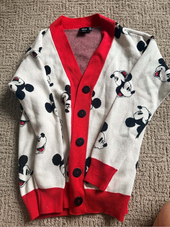 Disney Sweaters - Disney Cream & Red Mickey Mouse Button Cardigan